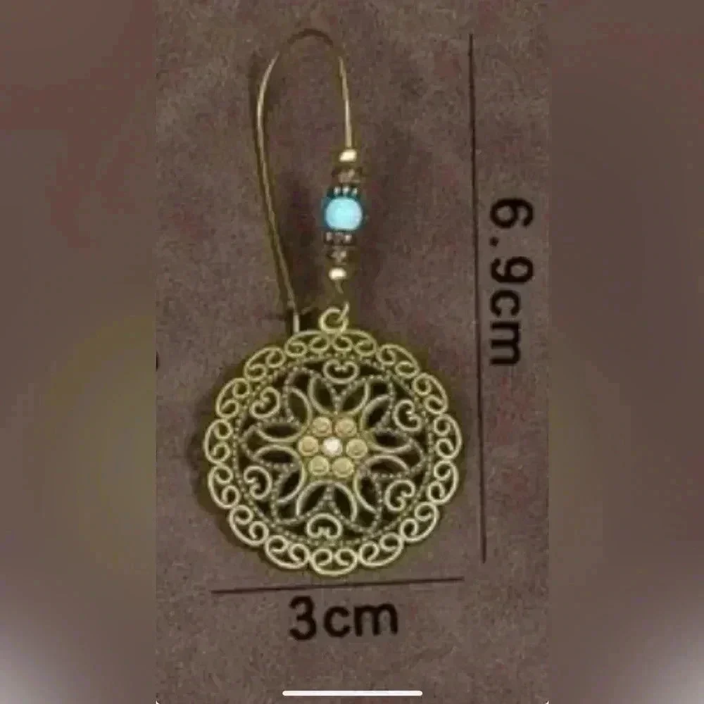 NEW Emery Rose bronze round metal drop earrings - Picture 3 of 5